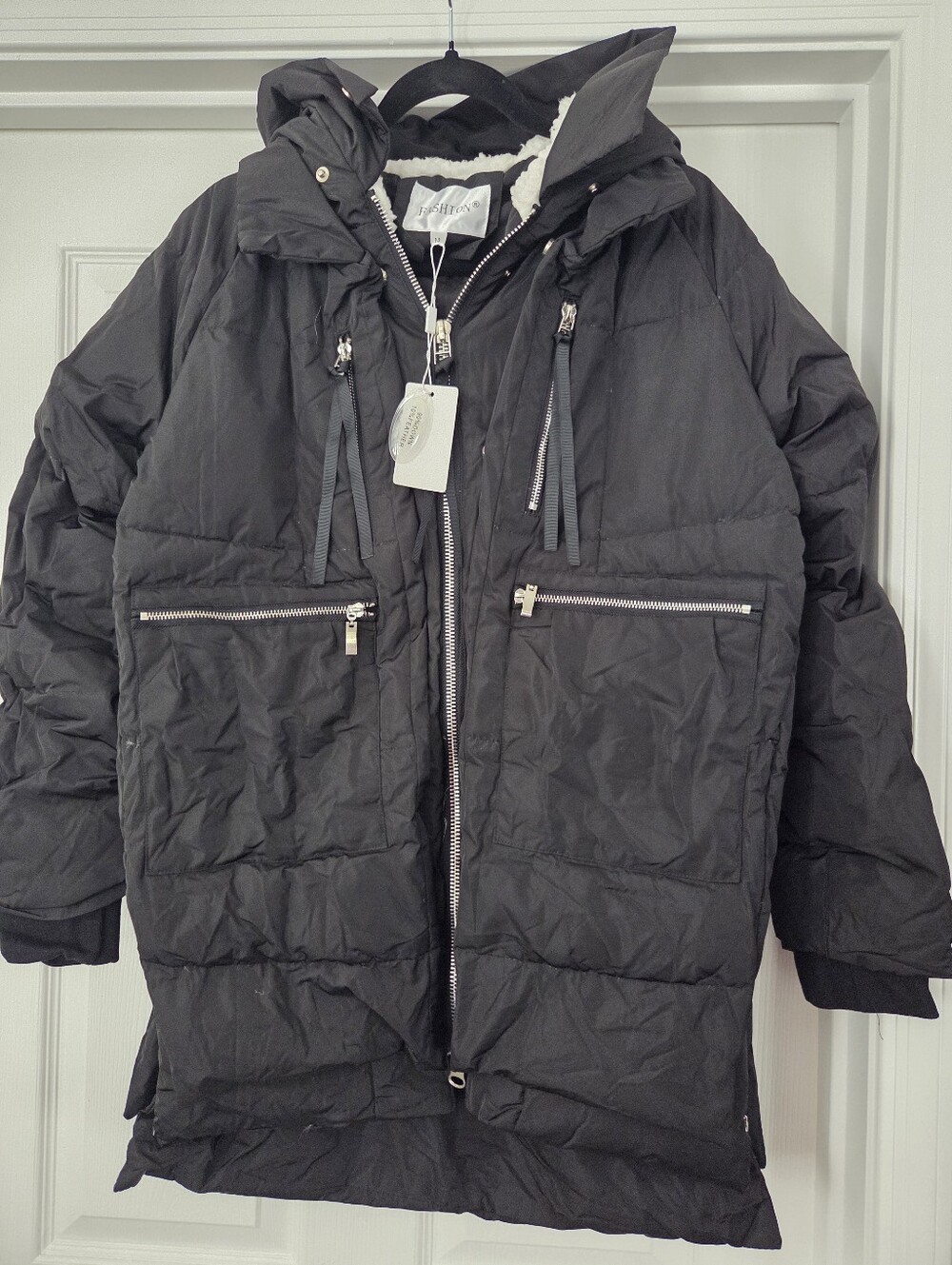 New With Tags, FADSHOW Women's Black Puffer Parka Jacket with Hood